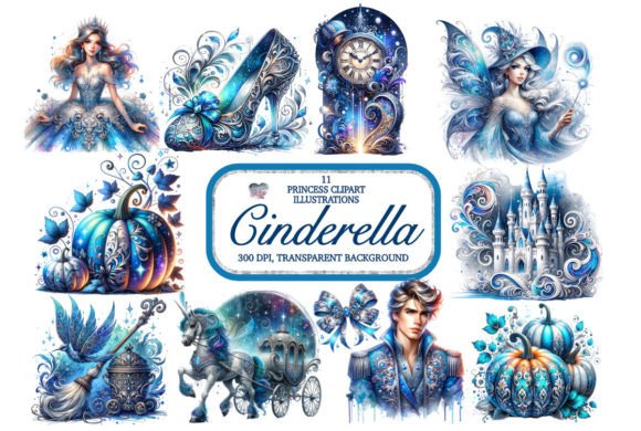 Enchanting Cinderella Princess PNG Clipart Bundle