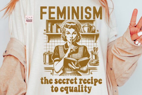 Retro Feminist Equality PNG: 1940s Wife Design for Modern Projects