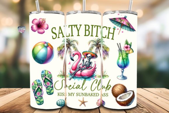 Unleash Beach Vibes with Salty Social Club Tumbler Wrap PNG